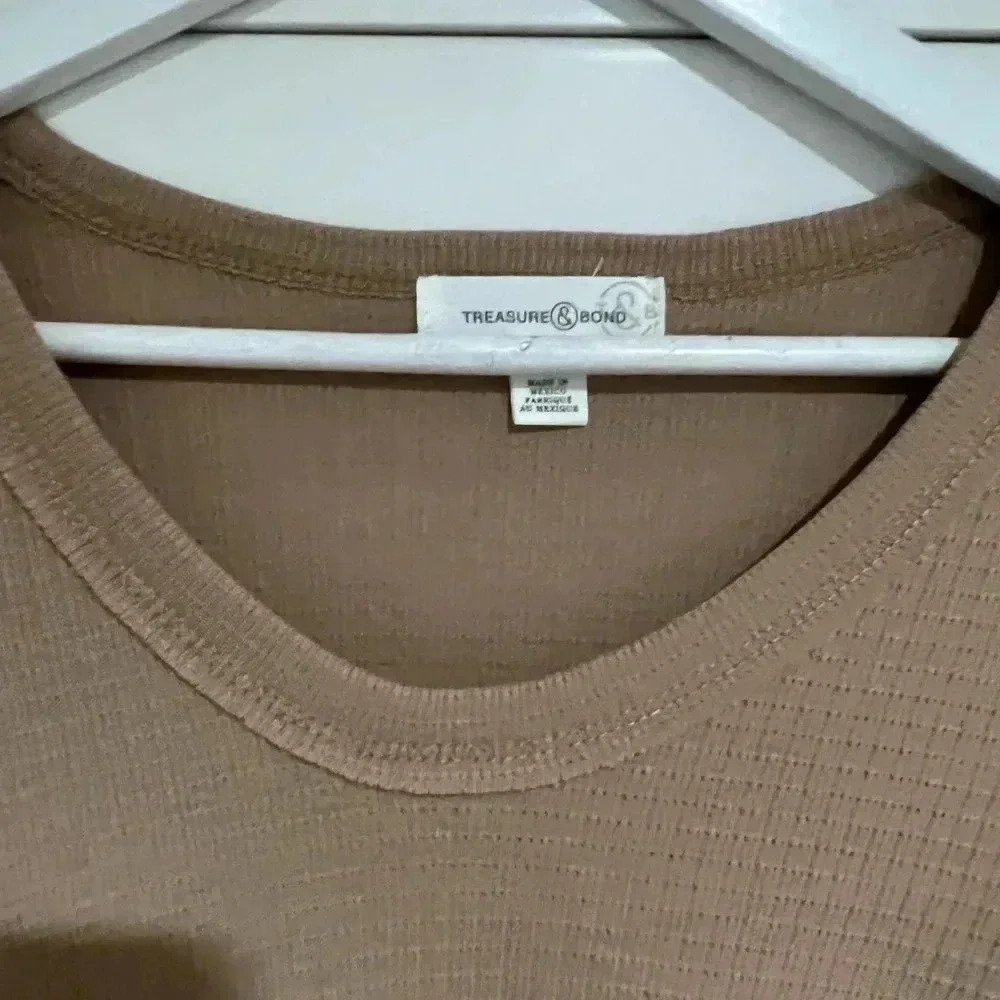TREASURE & BOND NORDSTROM NWT Waffle Knit V Neck Long Sleeve Top Shirt - Picture 9 of 10